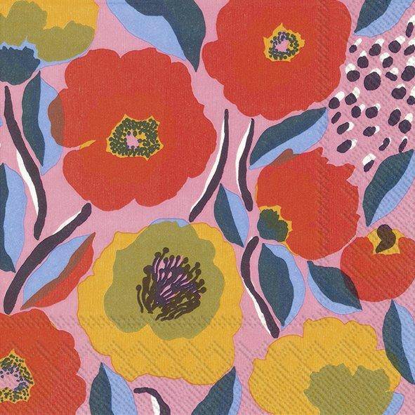 ihr Cocktail Servietten Marimekko Rosarium Rose 25 x 25 cm