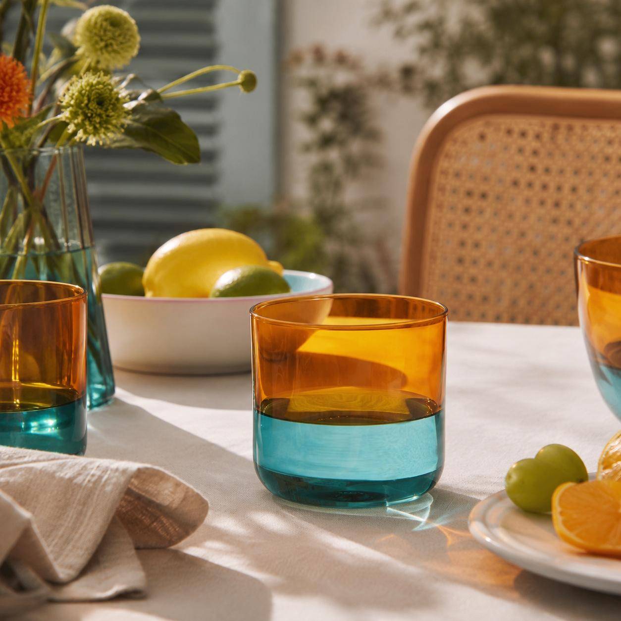 Tranquillo Glas RAIINBOW in Orange/Grün