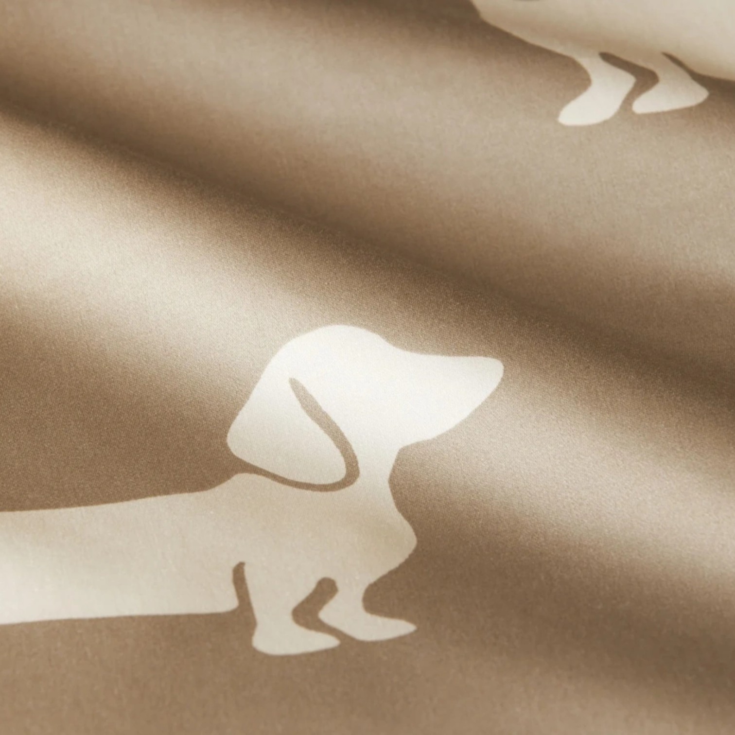 Elegante Comfort Satin Bettwäsche Dogs Natur/Beige 155 x 220 cm