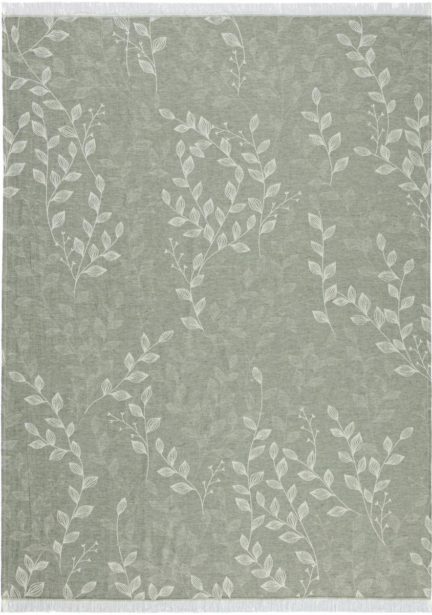 Biederlack Plaid Wohndecke Leaves 130 x 180 cm olive