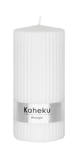 Kaheku Rillenkerze Powder Weiß 7 Ø 15h
