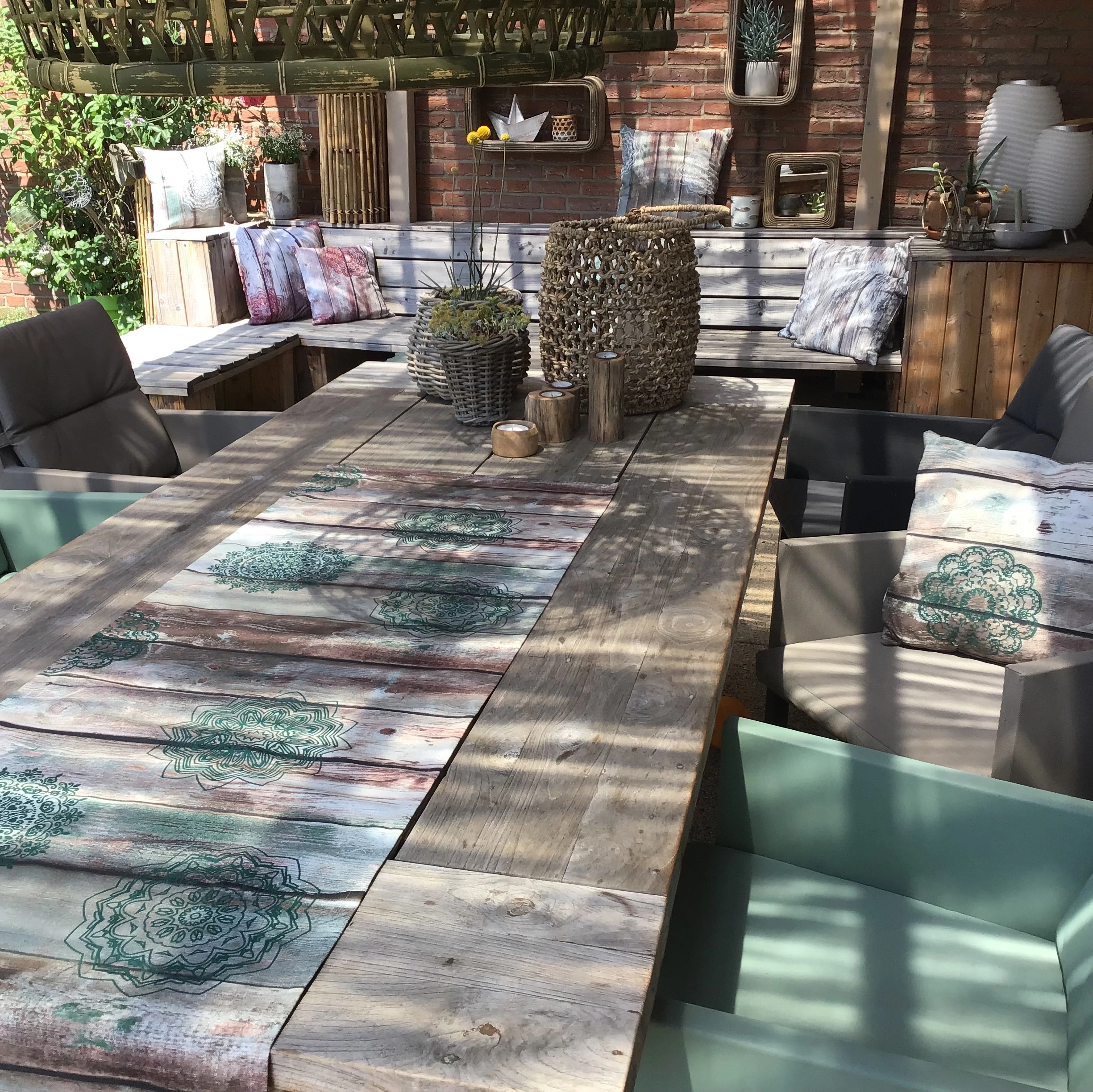 Pichler Tischläufer Vintage Wood Grün 50 x 150 cm