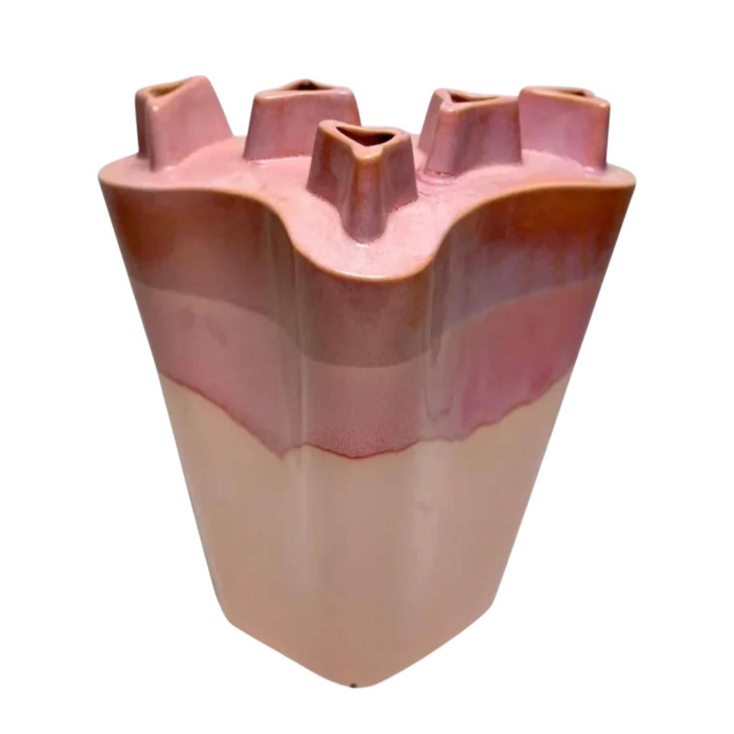 Luimes & Luimes Vase Chimney in Pink 29,5 x 20,5 x 33 cm Porzellan moderne Designvase hoch