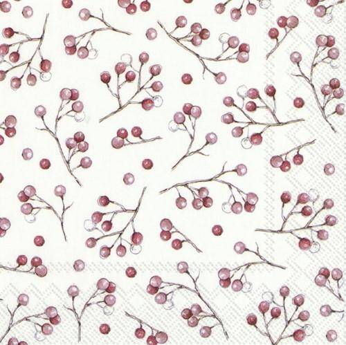 ihr Lunch Servietten Winter Berries Weiß 33 x 33 cm