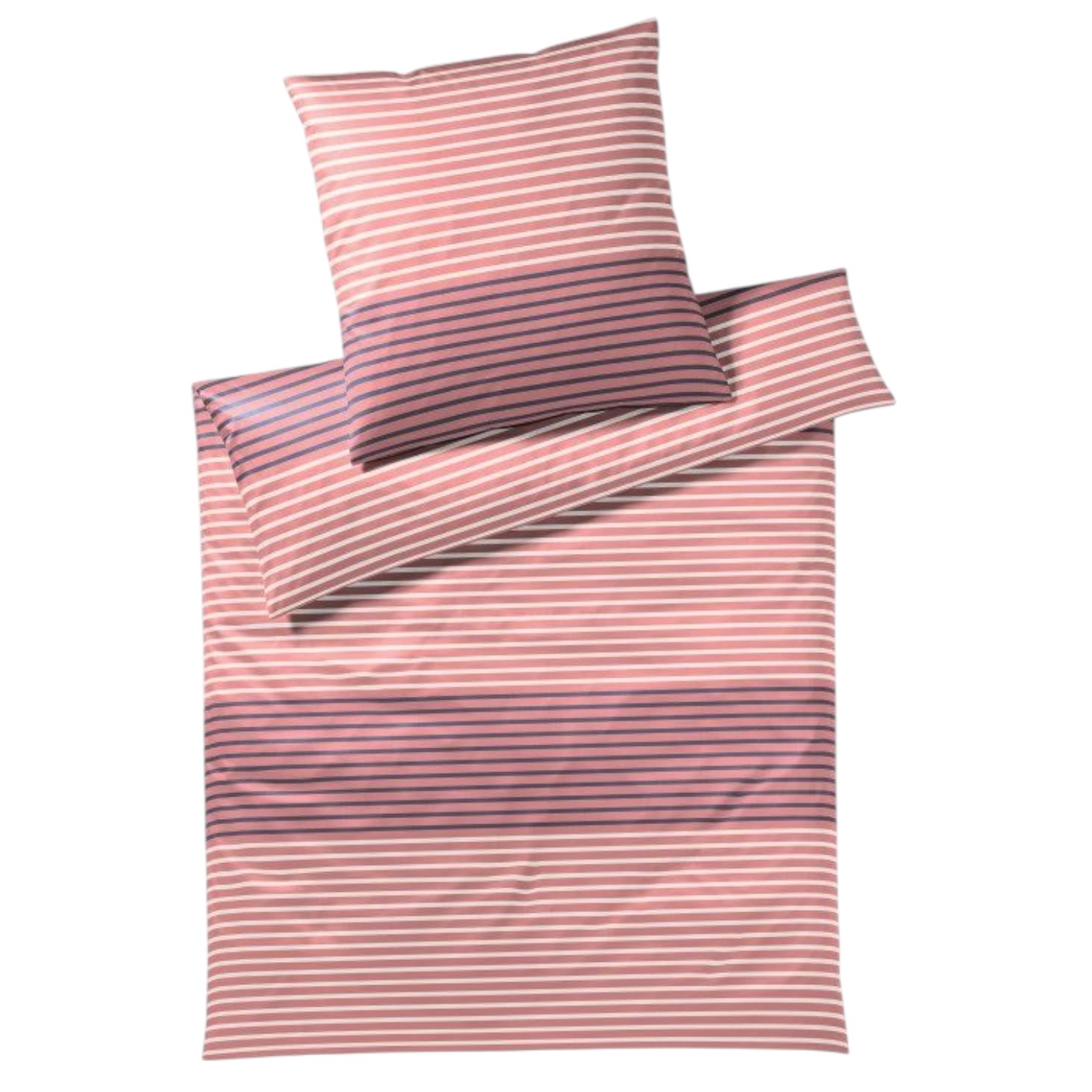 Elegante Baumwollsatin Bettwäsche Seastripe Koralle 135 x 200 cm