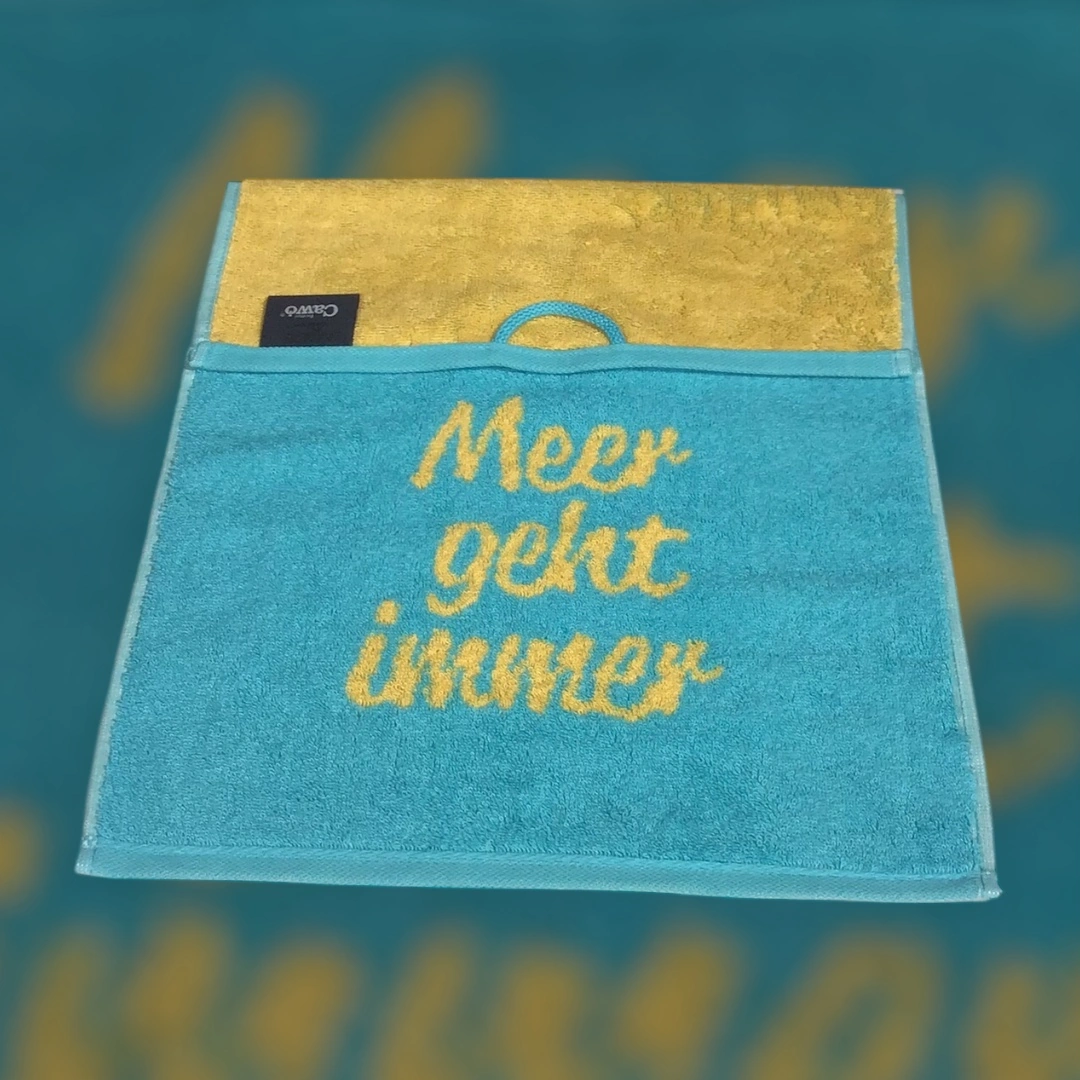 Cawö Frottiertuchserie Postcard Towels Edition "Meer geht immer" Türkis/Gelb Gästetuch 30 x 50 cm