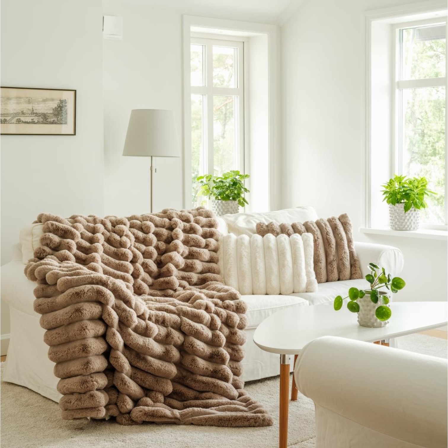 Skinnwille Plaid Liny Taupe 140 x 220 cm