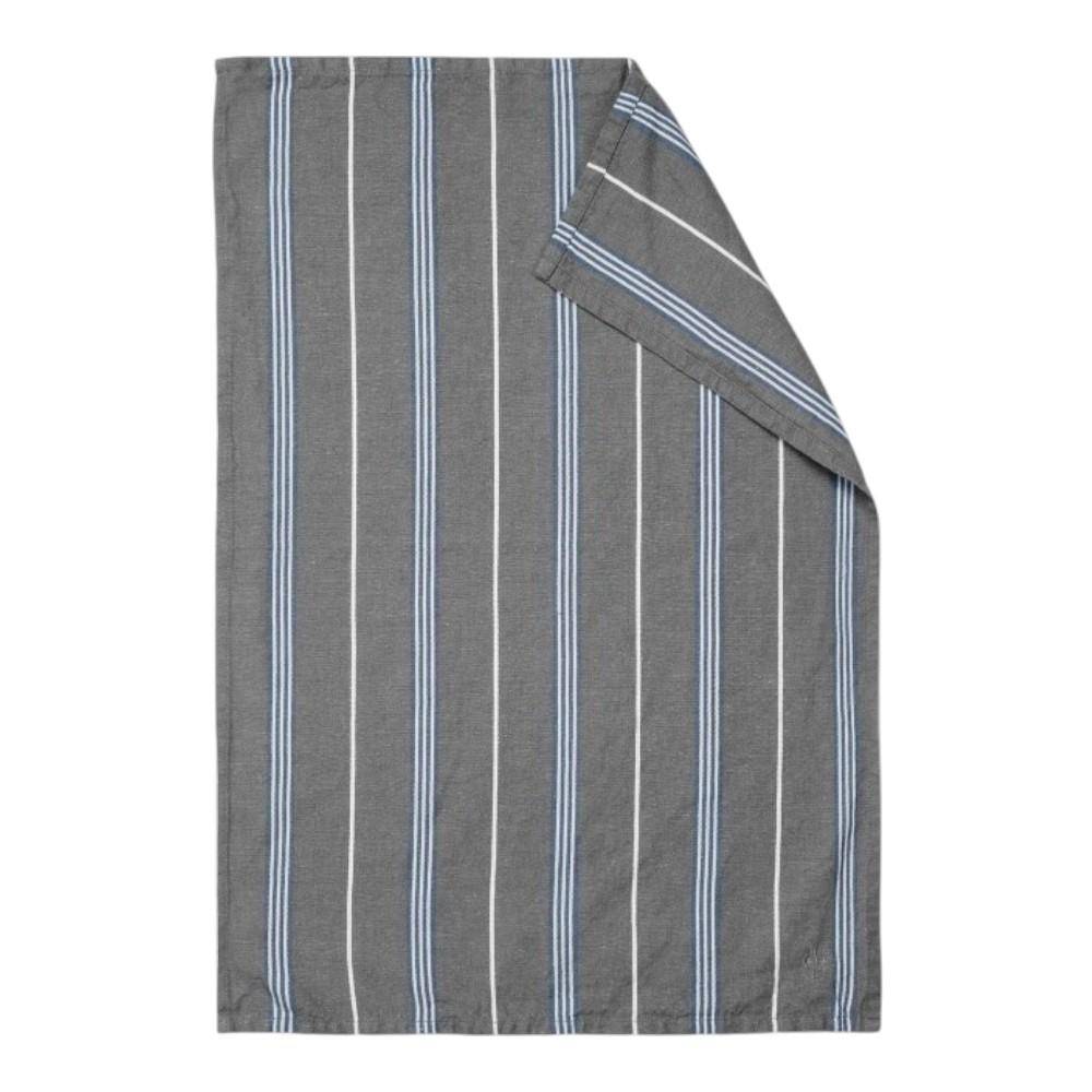 Marc O'Polo Geschirrtuch Jona Stone aus Bio-Baumwolle und Leinen mit modernem Streifendesign in Grau
