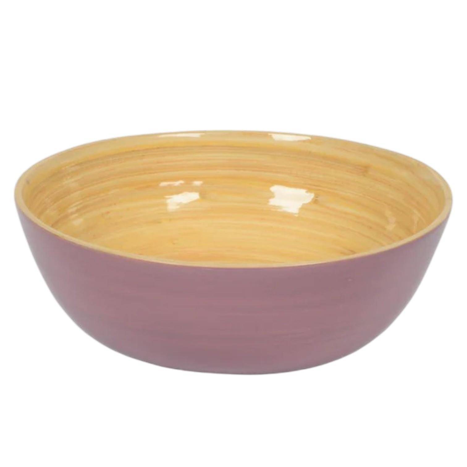 Superleichte Albert L. Bambus-Schüssel in Mauve mit naturfarbener Innenseite, rund und glänzend, ca. 18 x 7 cm