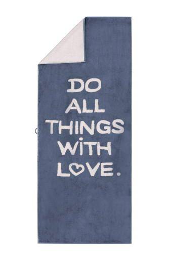 Cawö Frottiertuchserie Campus Do All Things With Love 840 nachtblau Strandtuch 70 x 180 cm