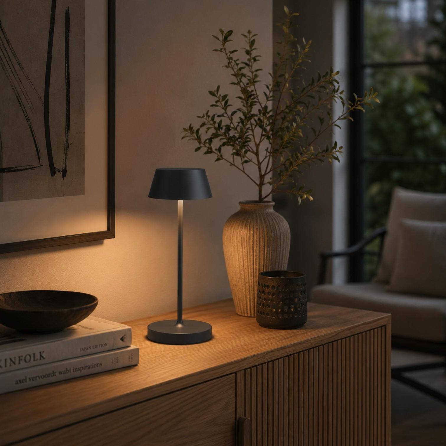 QOOZII Kabellose LED Tischlampe MALTA - Schwarz