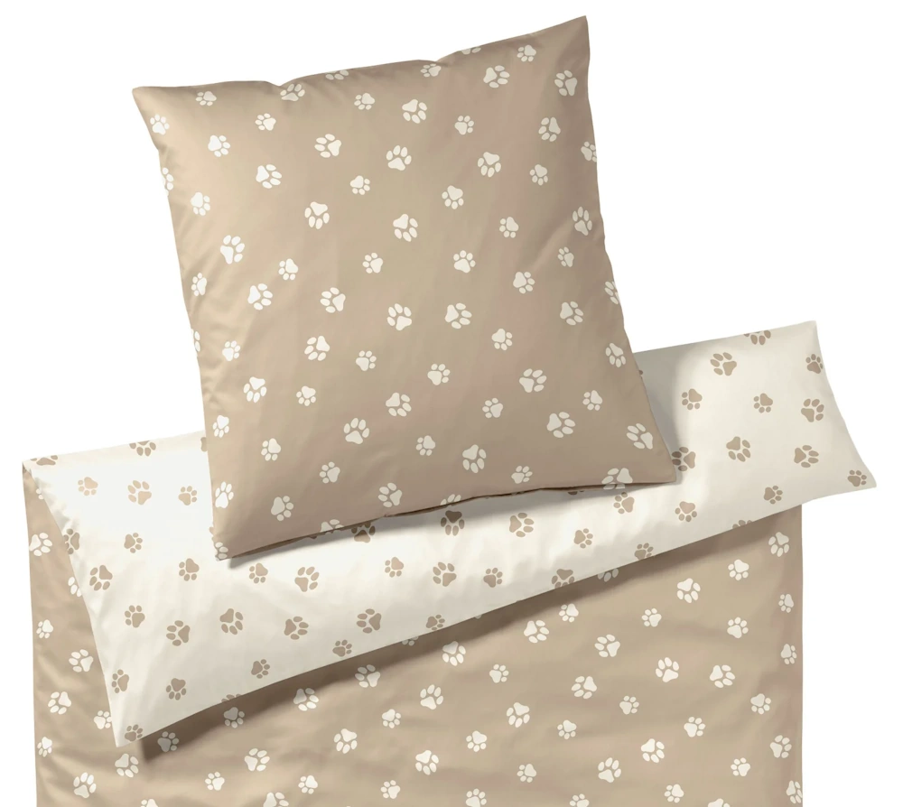 Elegante Comfort Satin Bettwäsche Paws 135 x 200 cm