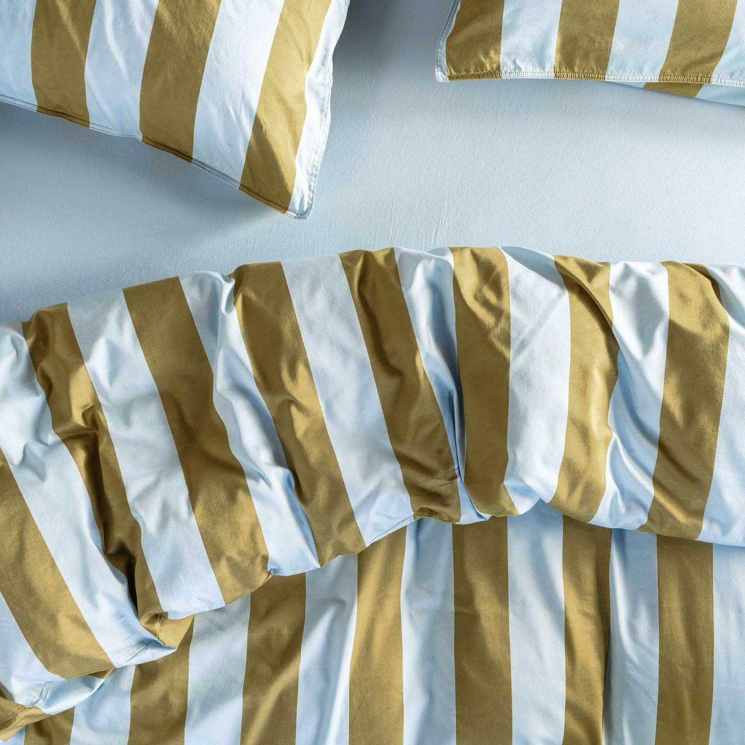 ESSENZA Baumwollsatin Bettwäsche Minte Stripe Cedar Green - Ice Blue 155 x 220 cm + 80 x 80 cm