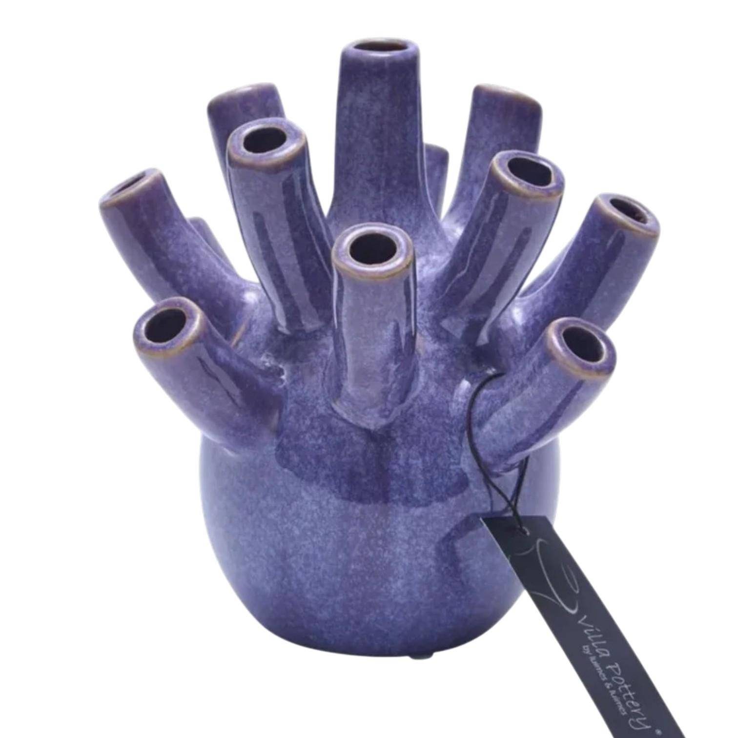 Luimes Vase in Lila mit glatter Oberfläche, organischem Design, ca. 19 cm