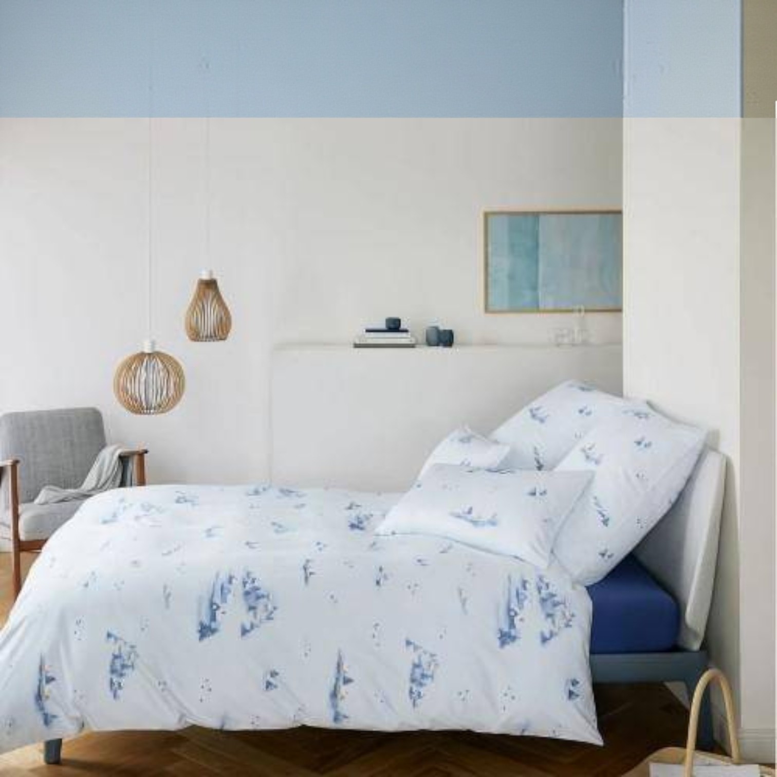 Elegante Comfort Satin Bettwäsche Home Winterblau 135 x 200 cm