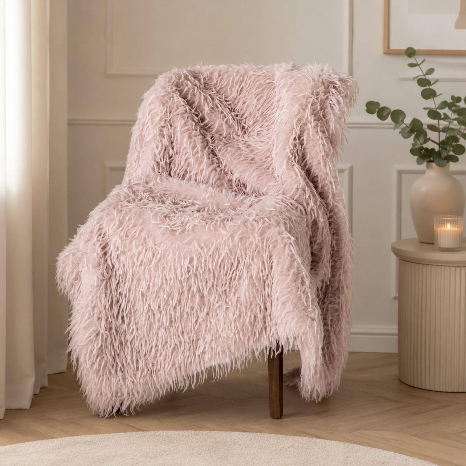 Skinnwille Plaid Fay Pale Pink M 120 x 180 cm