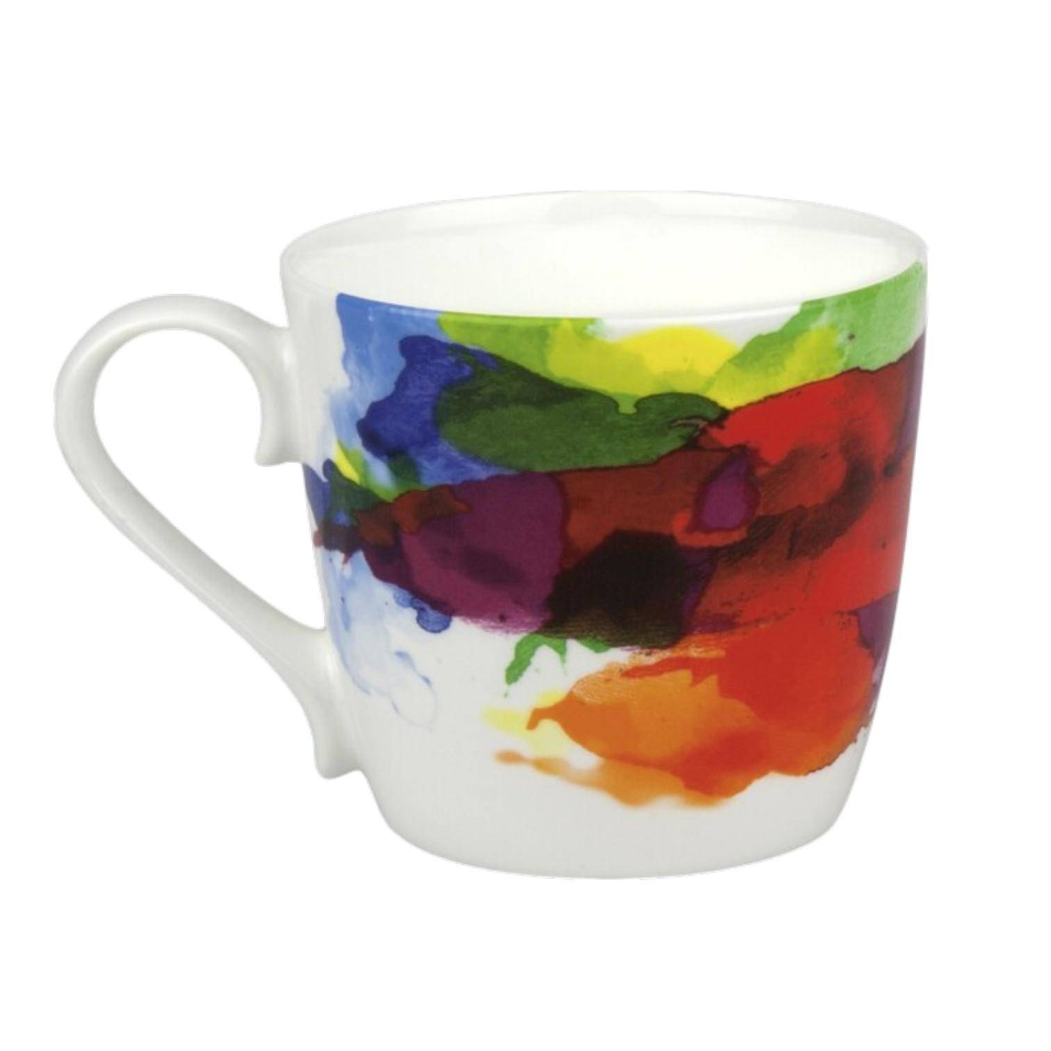Könitz Bone China Becher ON COLOUR FLOW 450 ml mit buntem Farbverlauf in Blau, Grün, Rot, Gelb und Orange