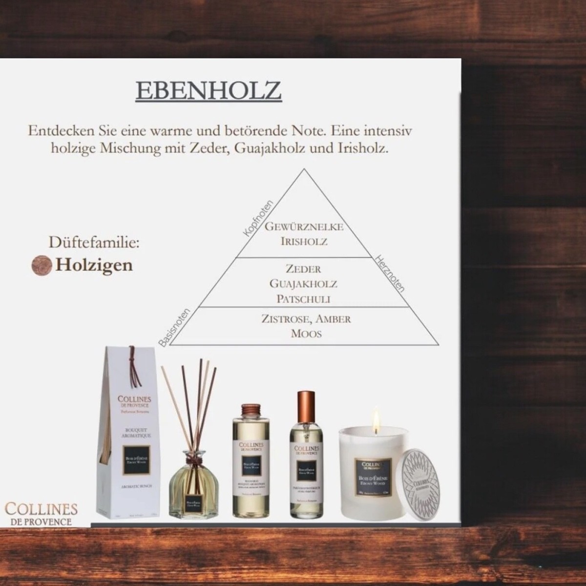 Von Collines De Provence - Duftkerze Ebenholz 180g