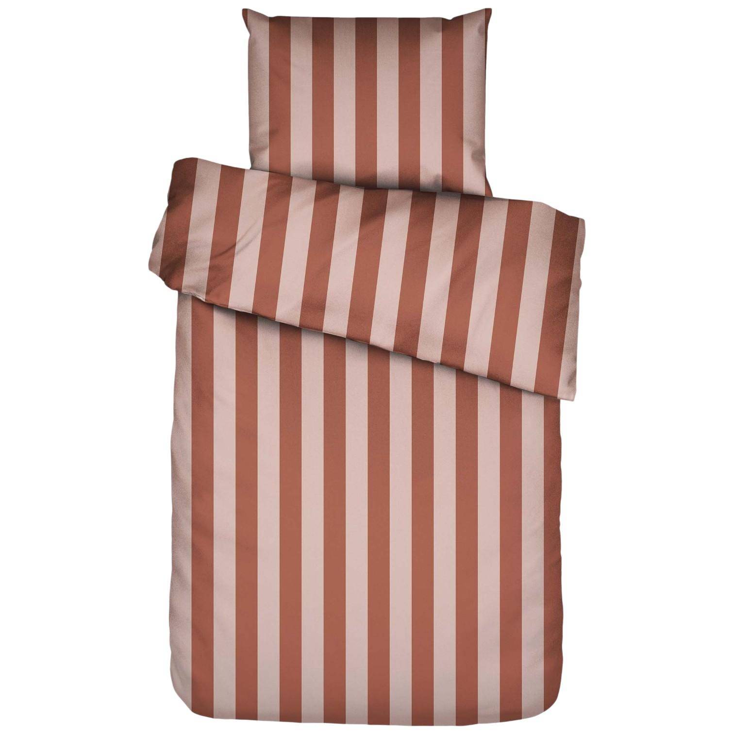ESSENZA Baumwollsatin Bettwäsche Minte Stripe Terracotta - Blush Pink 155 x 220 cm + 80 x 80 cm