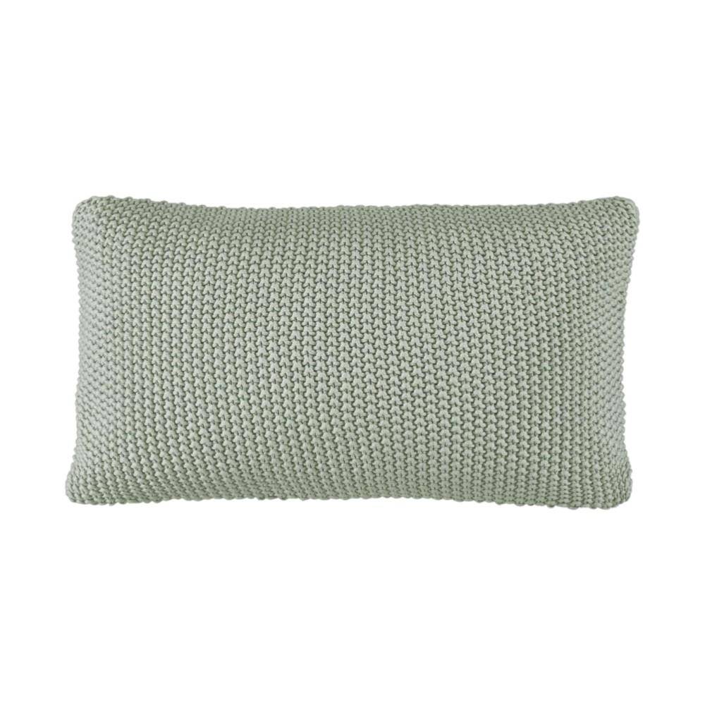 Marc O Polo Dekokissen Nordic Knit Garden Green 30x60 cm aus Bio Baumwolle im Strickdesign in grünem Naturton