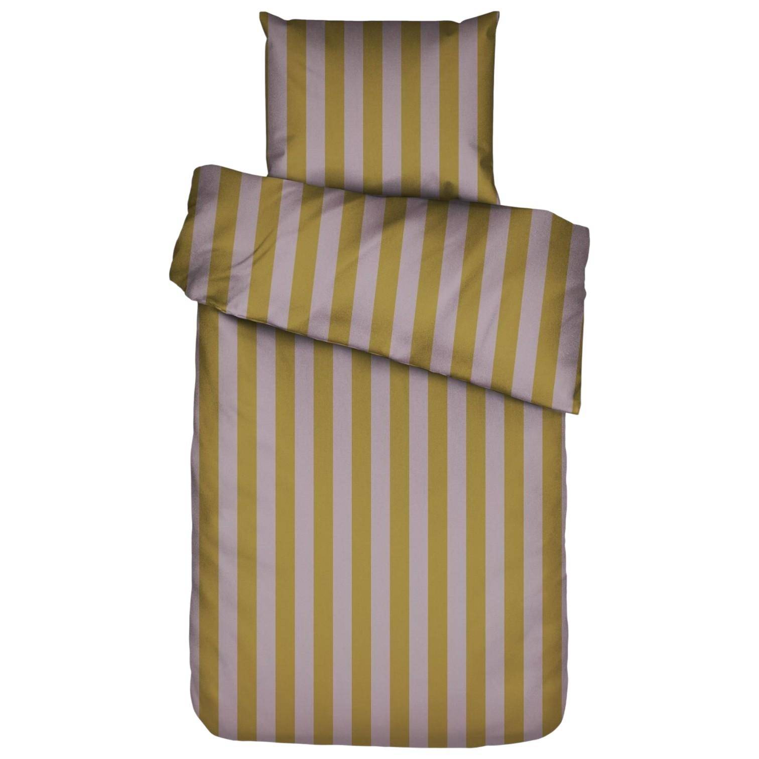 ESSENZA Baumwollsatin Bettwäsche Minte Stripe Pale Purple - Olive 135 x 200 cm + 80 x 80 cm