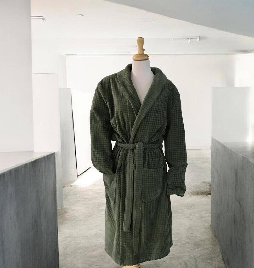 Cawö Herren Bademantel Kimono 6508 Farbe Grün Größe 48