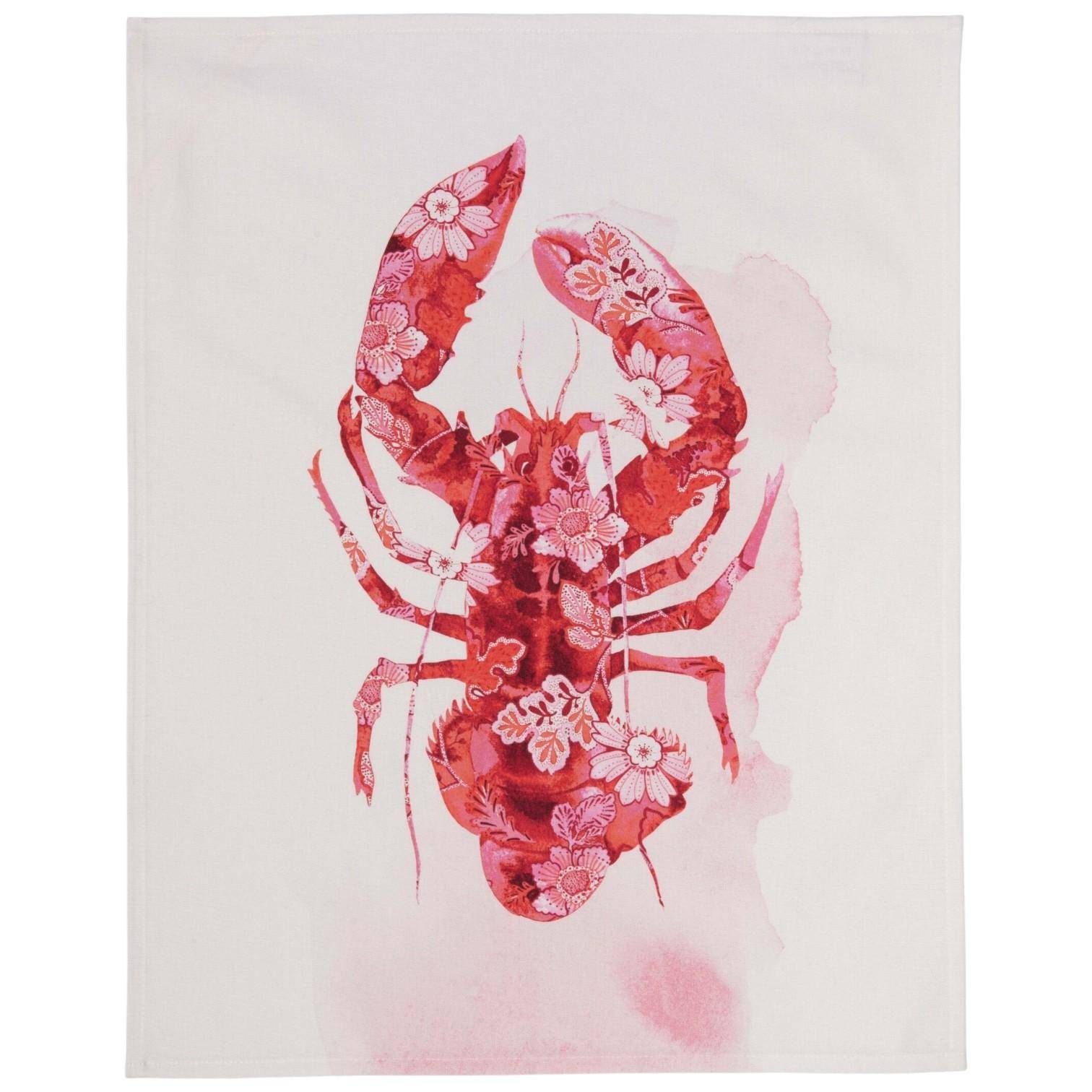 Pichler Geschirrtuch Marinus Lobster Koralle aus 100% Baumwolle mit floralem maritimen Design