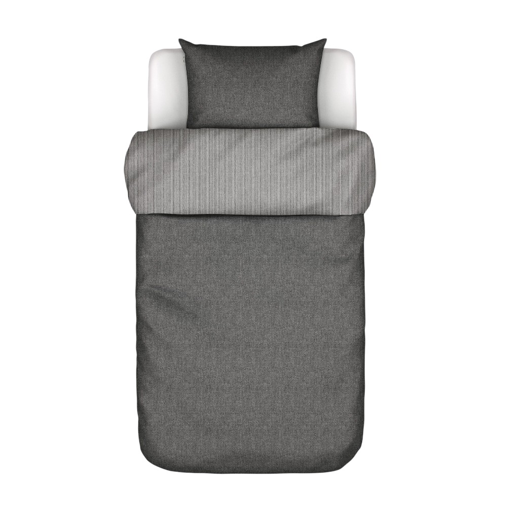 Marc O'Polo Flanell Bettwäsche Eilif Obsidian Grey als garngefärbte Wendebettwäsche mit Reißverschluss