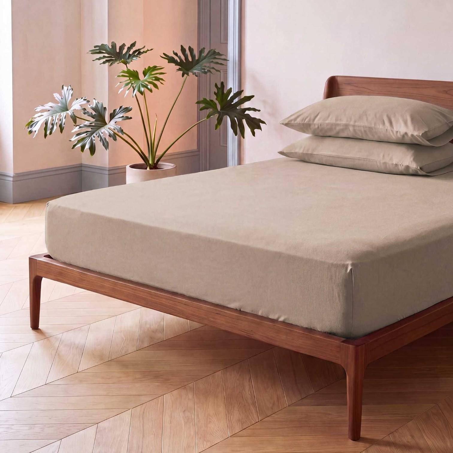 ESSENZA Fine Organic Jersey Spannbetttuch Taupe 140-160 x 200-220 cm