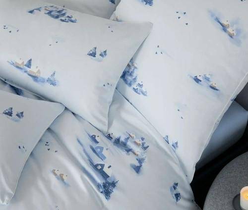Elegante Comfort Satin Bettwäsche Home Winterblau 135 x 200 cm