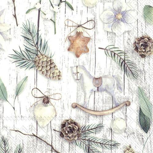 ihr Lunch Servietten White Xmas Deco Grey 33 x 33 cm