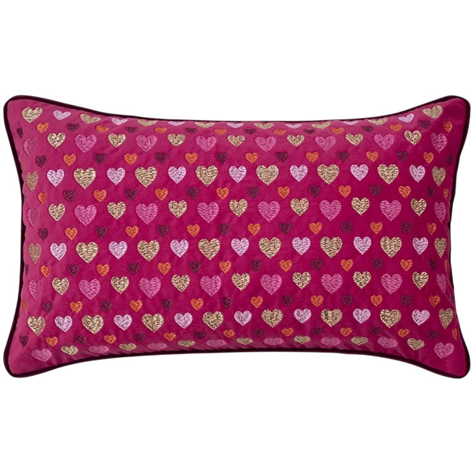 Pad Kissenhülle Hearts in Dark Pink 30 x 50 cm