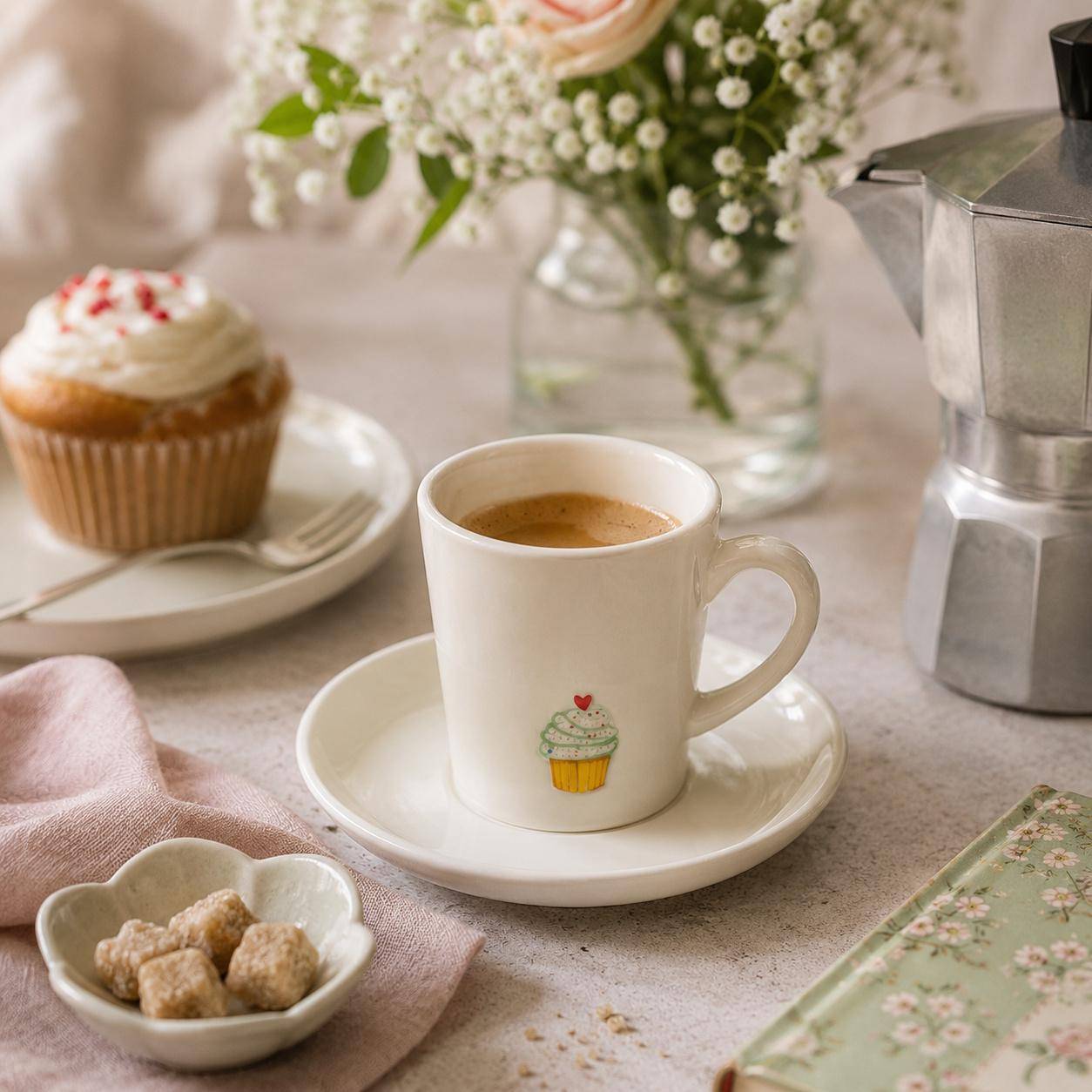 Tranquillo Espressotasse Brunettea mit Cup Cake