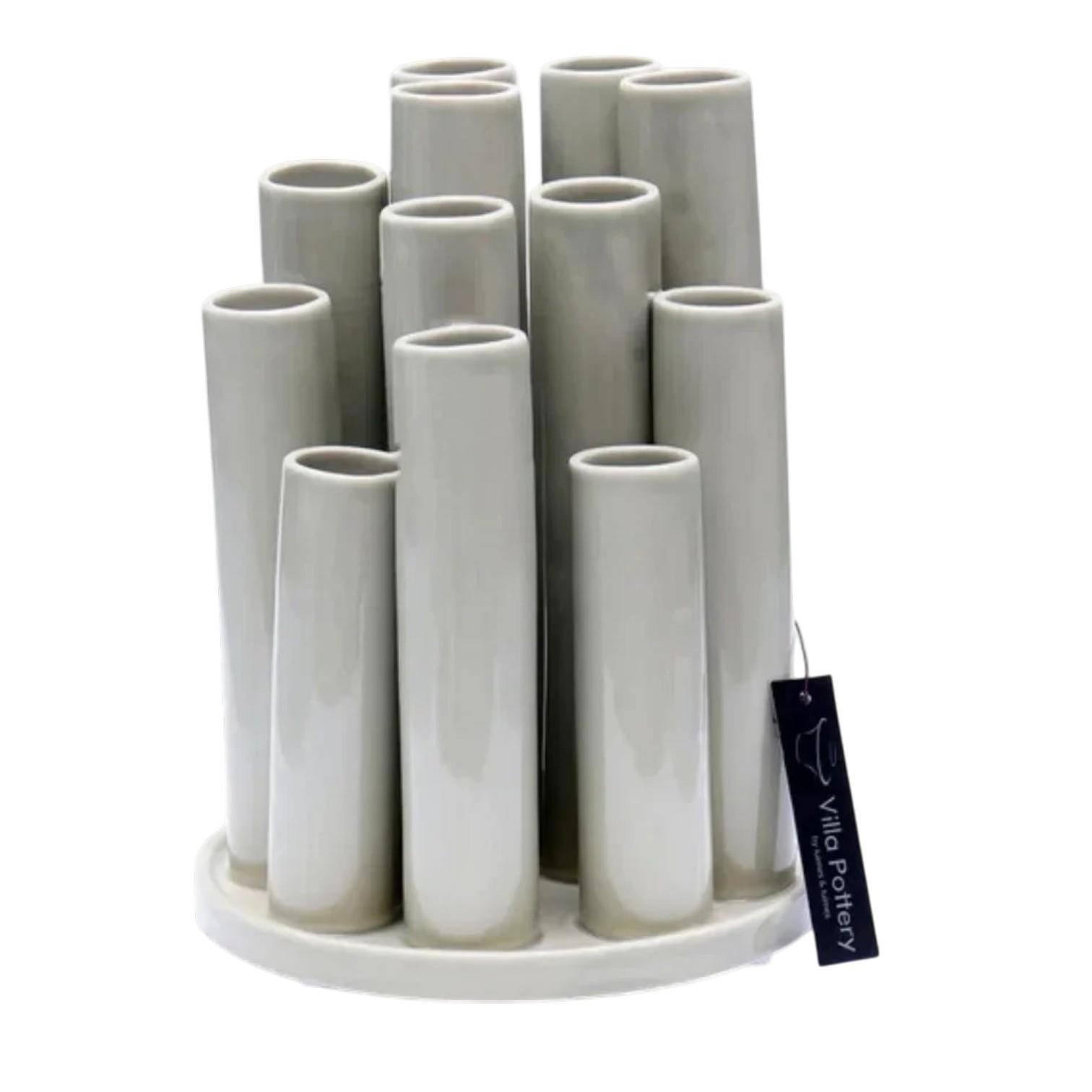 Luimes Vase in Grau rund mit glatter Oberfläche, organischem Design, ca. 25 cm  