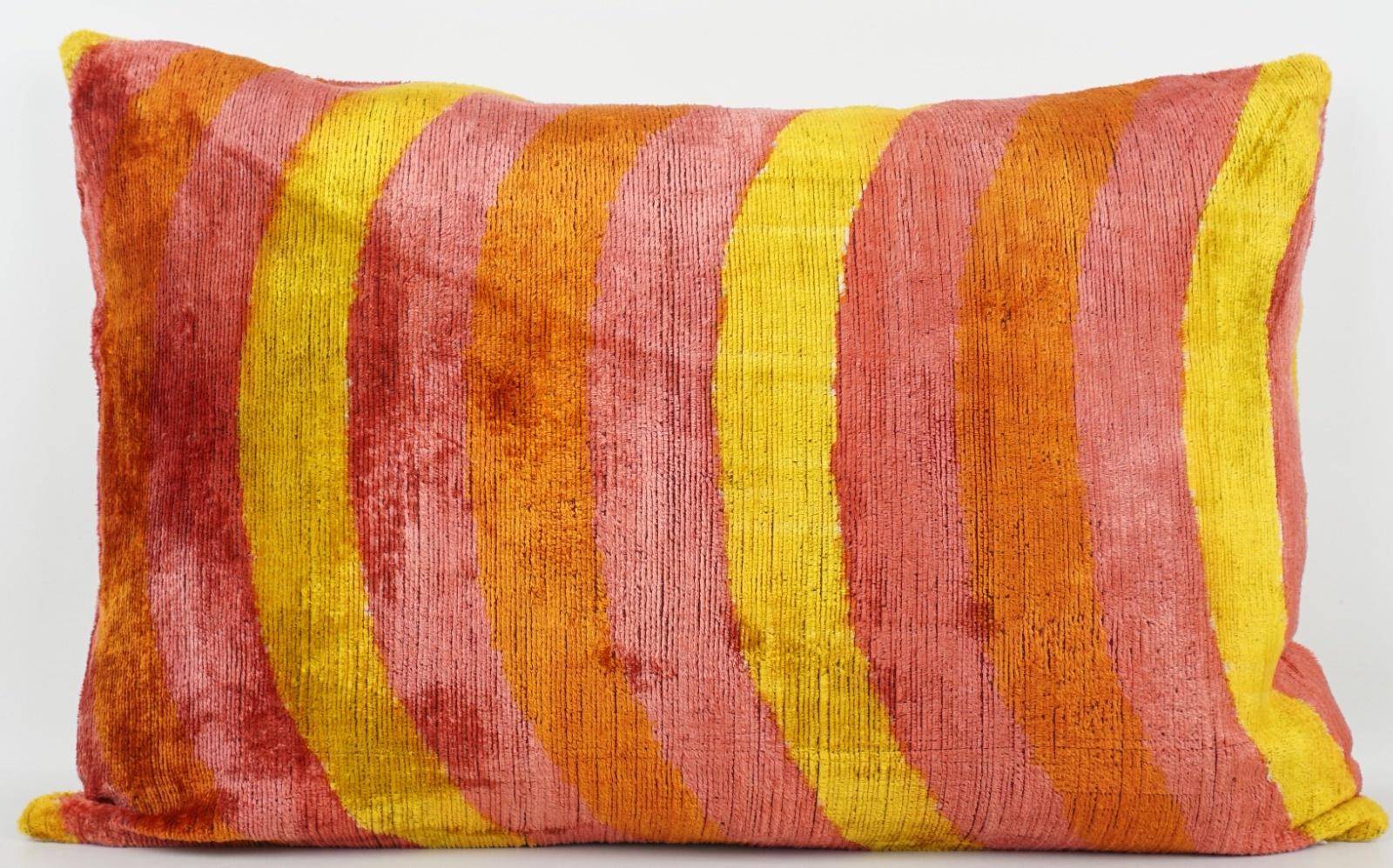 Seiden Kissenhülle Sunset Stripes Orange Pink Yellow 40x60