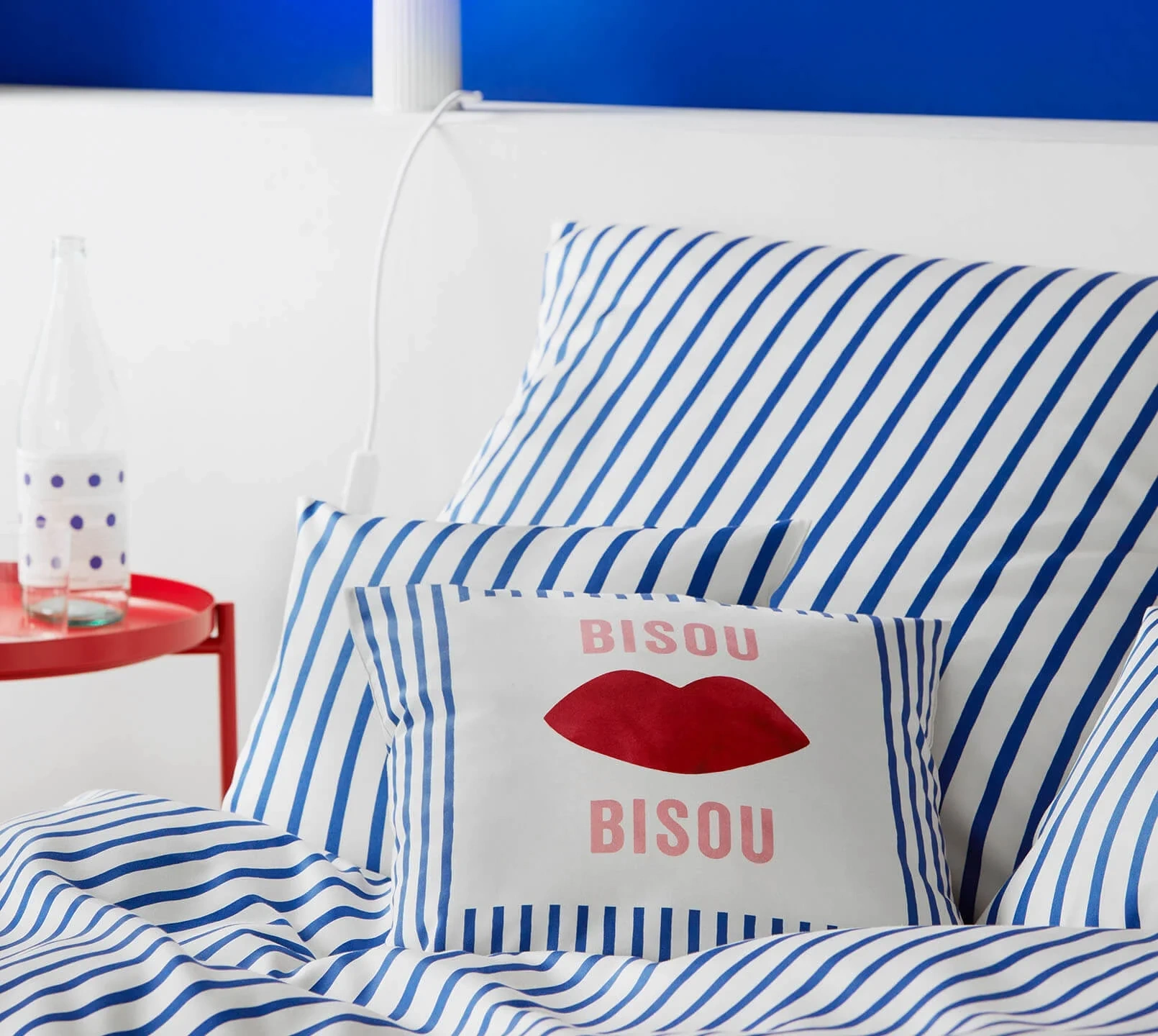 Elegante Kissenhülle Bisou zur Bettwäsche Double/Cherie in Rot 