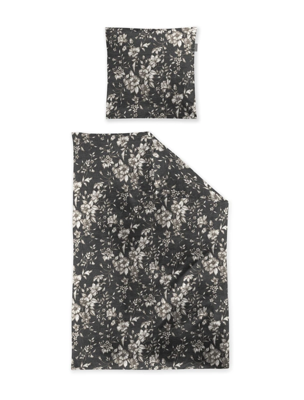Irisette Flausch-Cotton Bettwäsche Blütenrausch Grau 135 x 200 cm