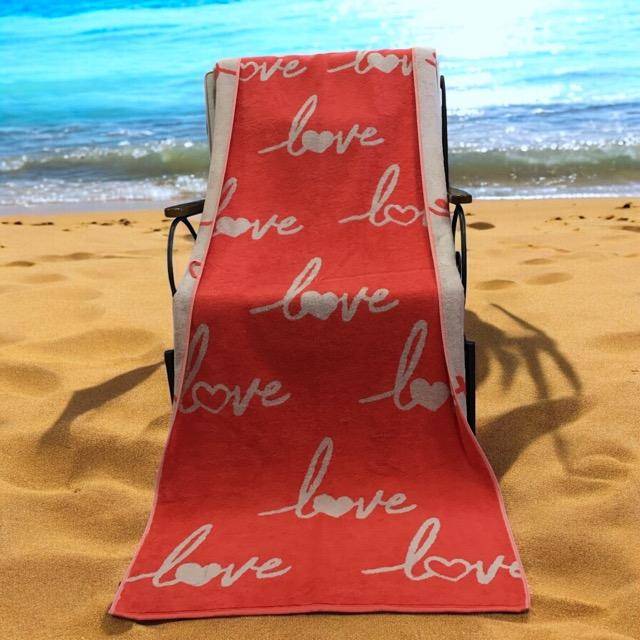 Cawö Frottiertuchserie Campus Love Love Love 835 watermelon Strandtuch 70 x 180 cm