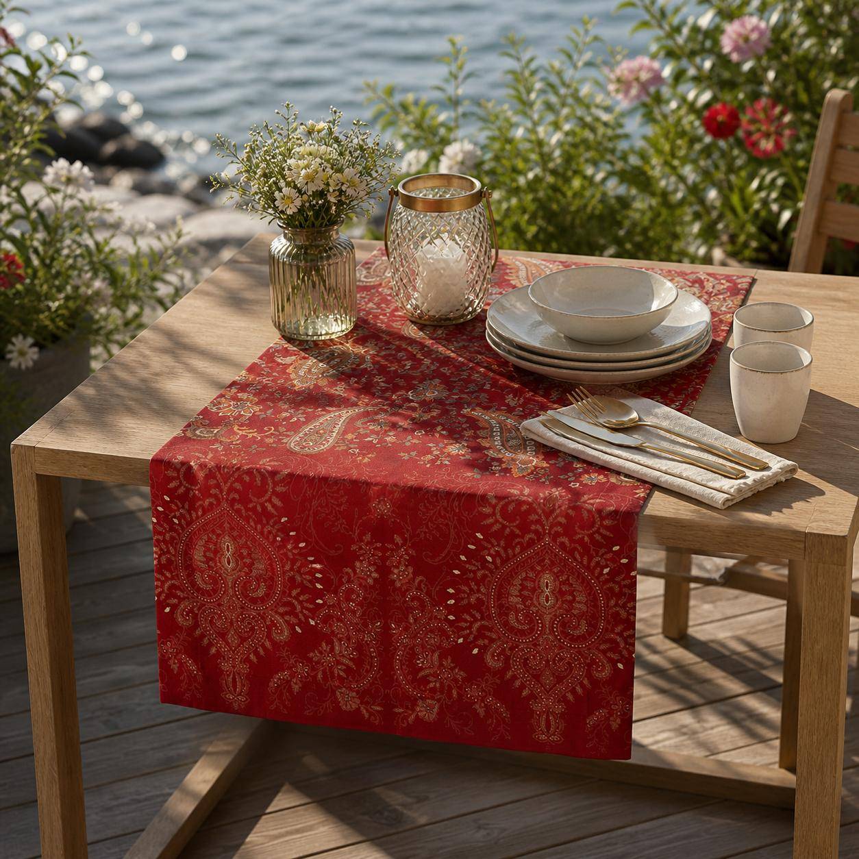 Bassetti Tischläufer Monnalisa R1in Rot – mit Paisley Design
