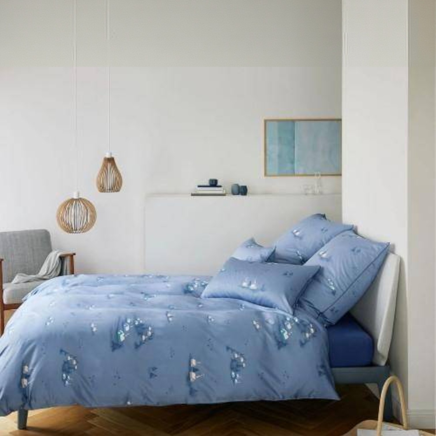 Elegante Comfort Satin Bettwäsche Home Rauchblau 135 x 200 cm