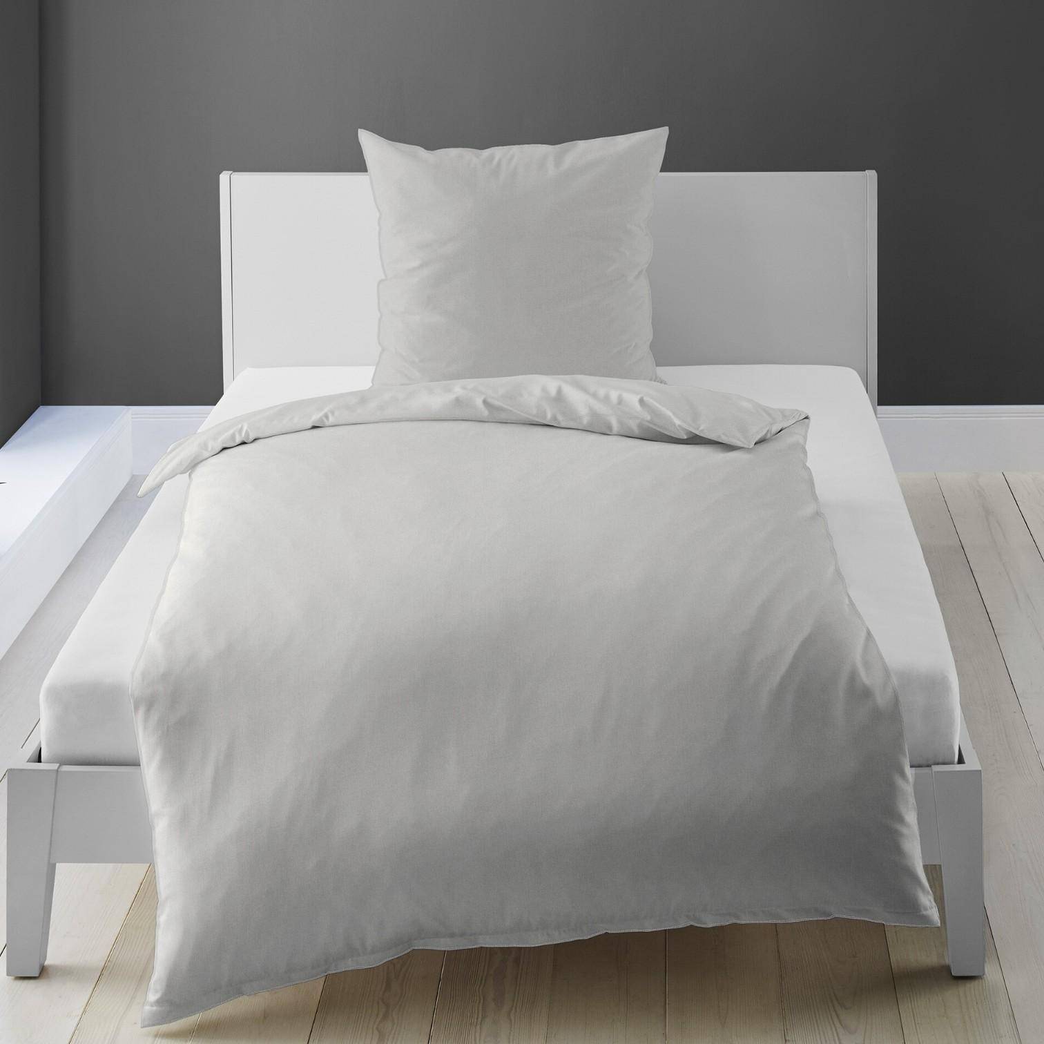 Bierbaum Wohnen Renforcé Bettwäsche Silber Detailansicht Stoffstruktur weich und atmungsaktiv