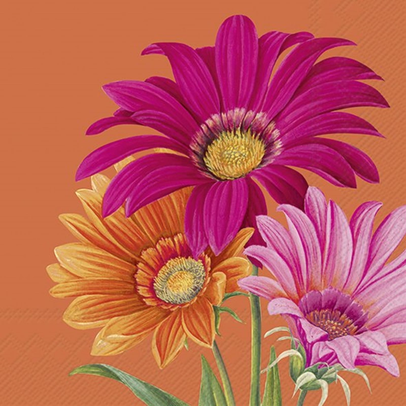 ihr Lunch Servietten Joyful Gerbera Orange 33 x 33 cm