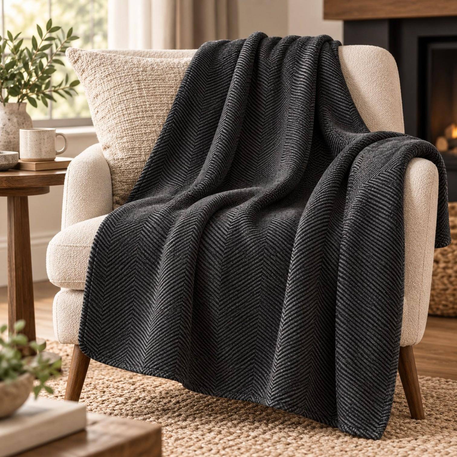 Pad Decke Byron in Black-Mid Grey 150 x 200 cm