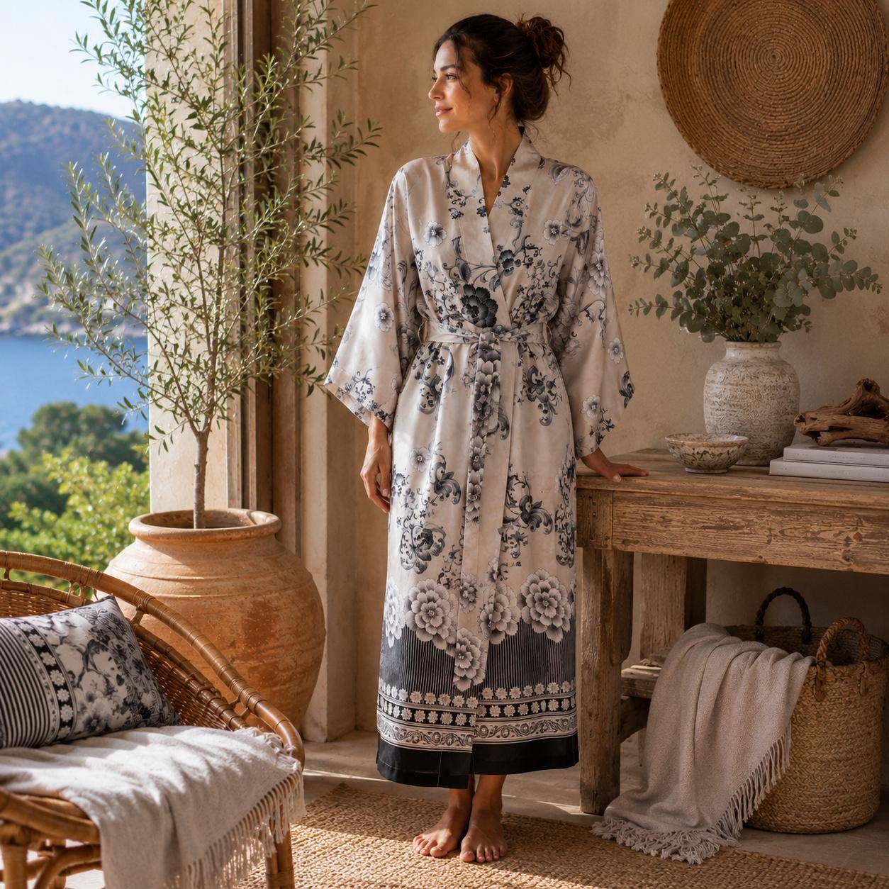 Bassetti Kimono Paraggi Nero in LXL