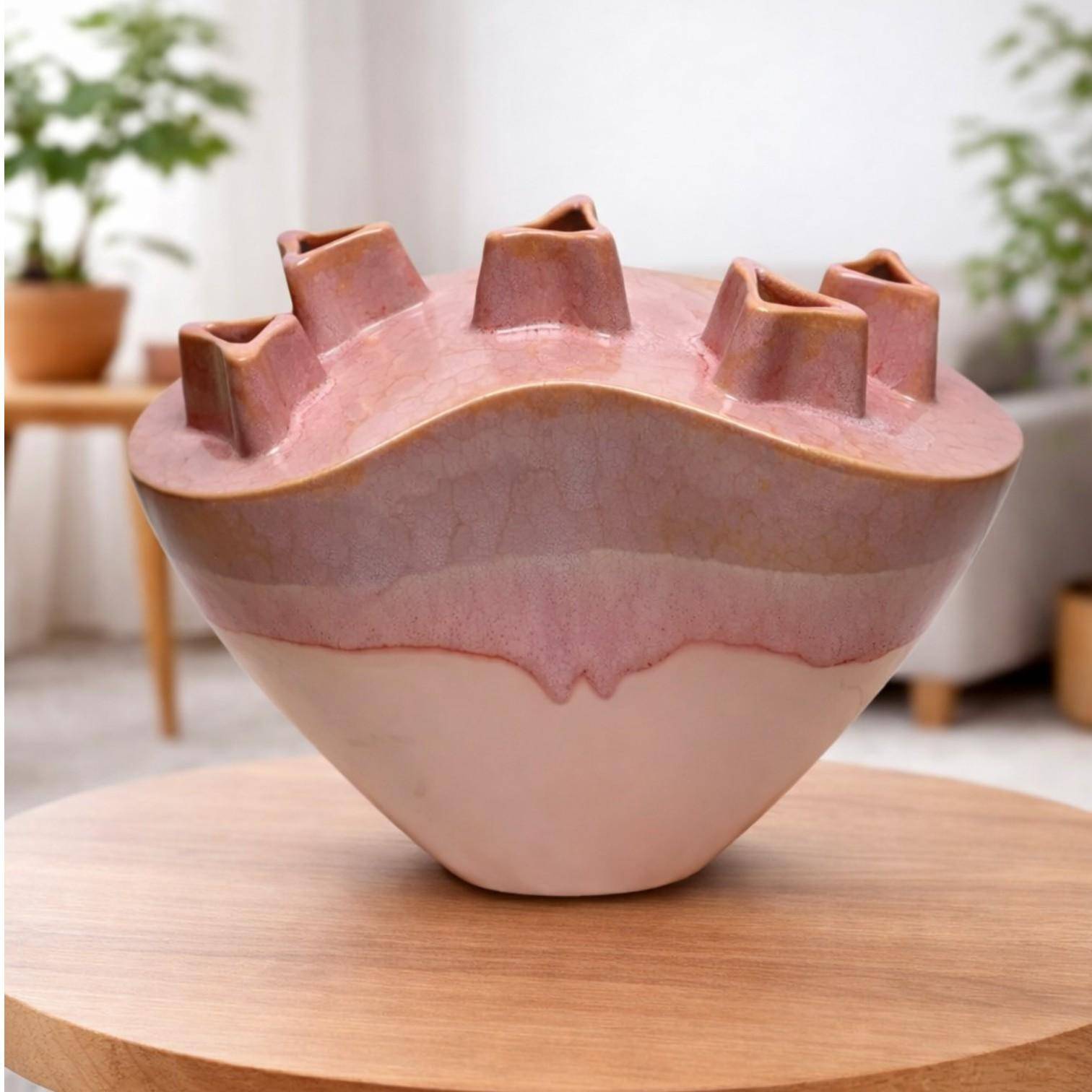  Luimes & Luimes Vase Chimney in Pink  32,5x16x26 cm, Porzellan breite Designvase modern