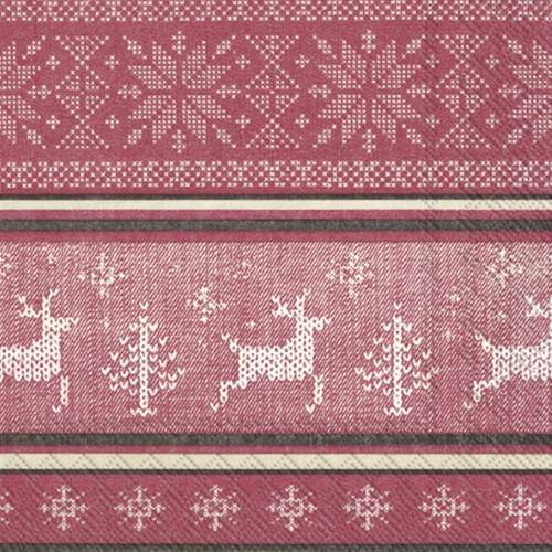 ihr Lunch Servietten Norwegian Knit Rot 33 x 33 cm