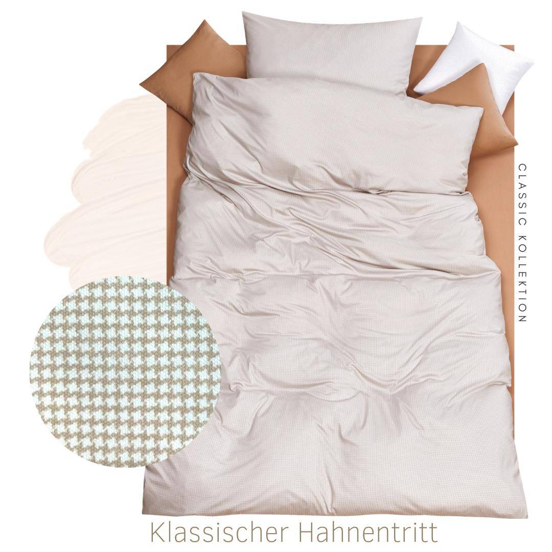 Doris Meyer Kissenhülle zur Jersey Bettwäsche Hahnentritt Fb.Beige 40 x 80 cm