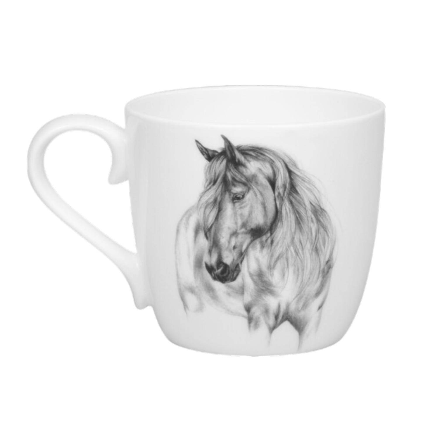 Könitz Becher Amazing Animals Pferd 450 ml mit elegantem Pferdemotiv in Schwarz-Weiß