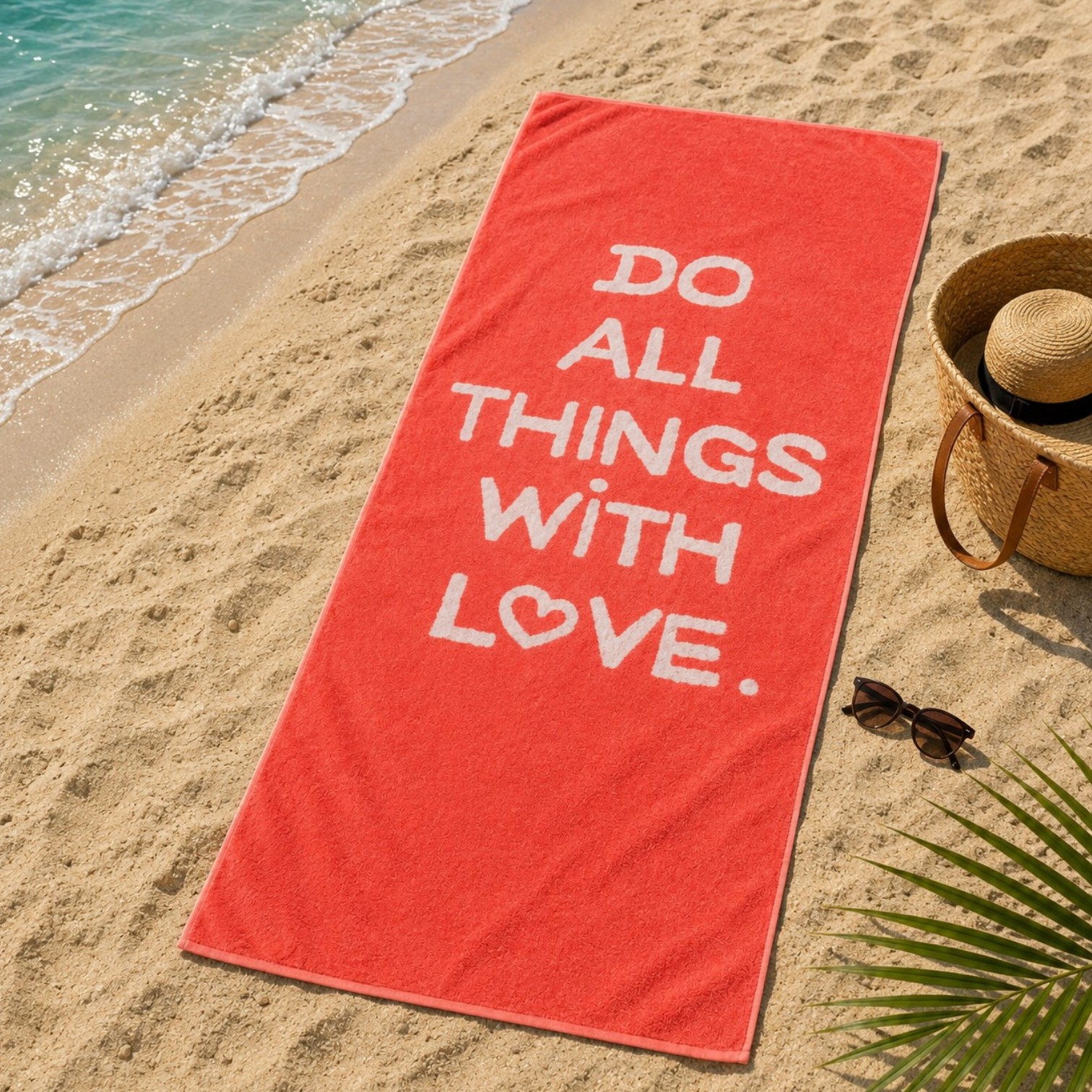 Cawö Frottiertuchserie Campus Do All Things With Love 840 watermelon Strandtuch 70 x 180 cm