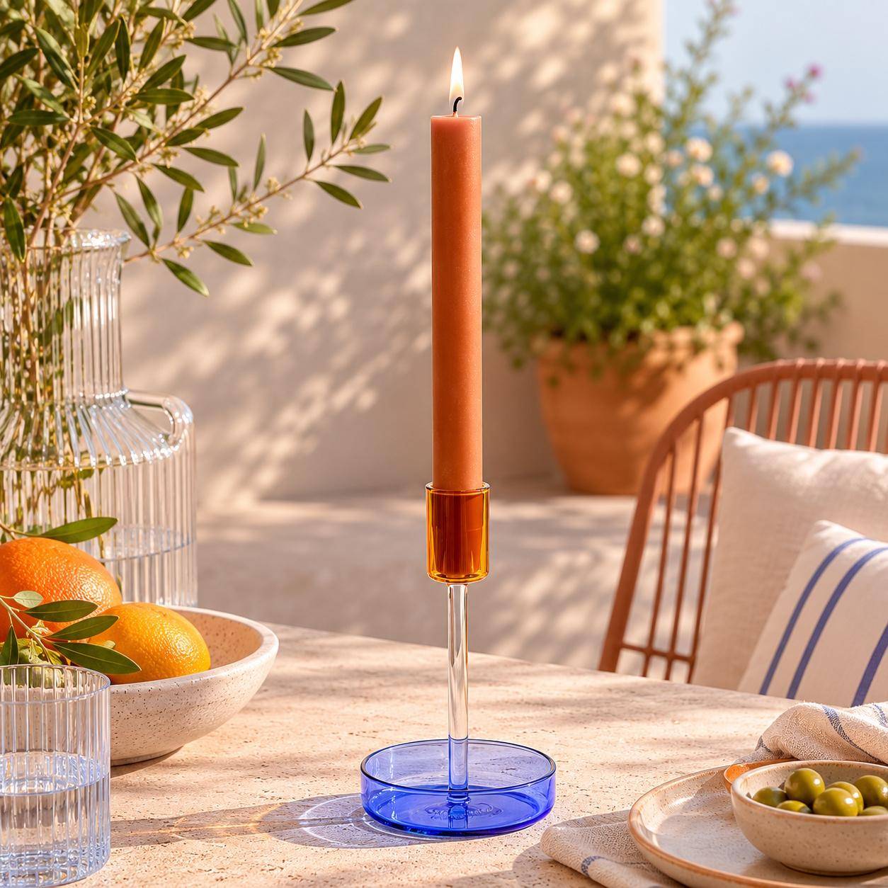 Tranquillo Kerzenhalter RAIINBOW in Blau/Orange